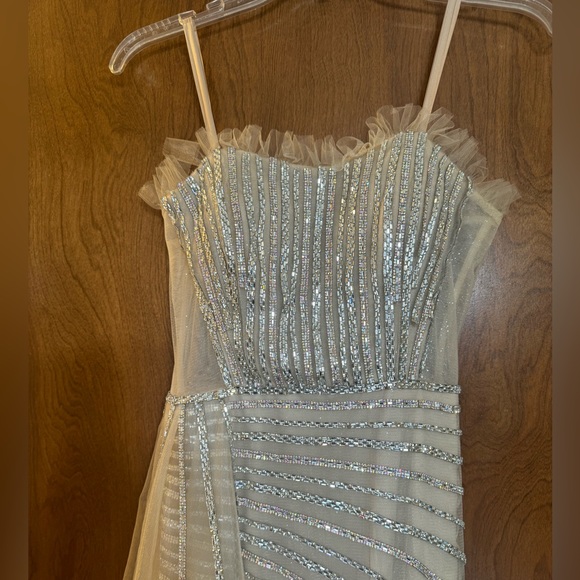 strapless open back dress Sparkly Halter High Slit Backless Long Prom Dresses UK main image 0